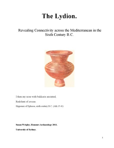 The Lydion. Revealing Connectivity across the Mediterranean in the Sixth Century B.C.