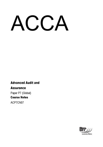 ACCA Advanced Audit and Assurance P7 (Global) Course Notes ACP7CN07