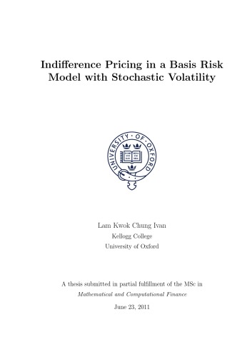 Indifference Pricing in a Basis Risk Model with Stochastic Volatility