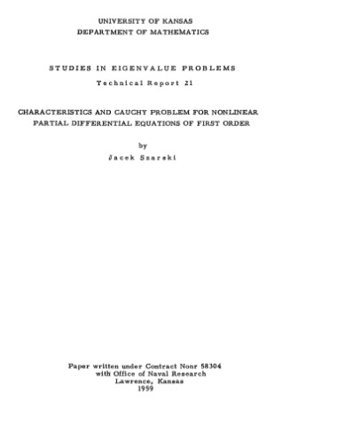 Characteristics and Cauchy Problem for Nonlinear Partial Differential Equations of First Order  