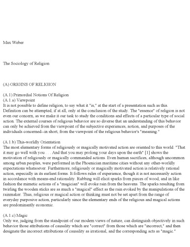 The sociology of religion