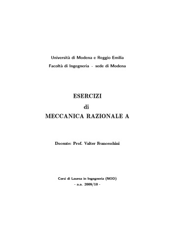 Esercizi di Meccanica Razionale A