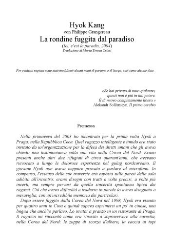 La rondine fuggita dal paradiso