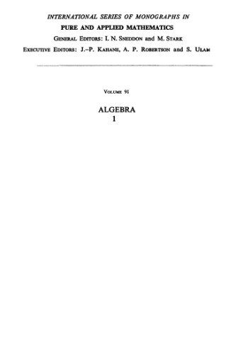 Algebra Vol. I  