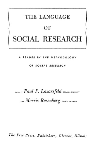 The language of social research: a reader in the methodology of social research  