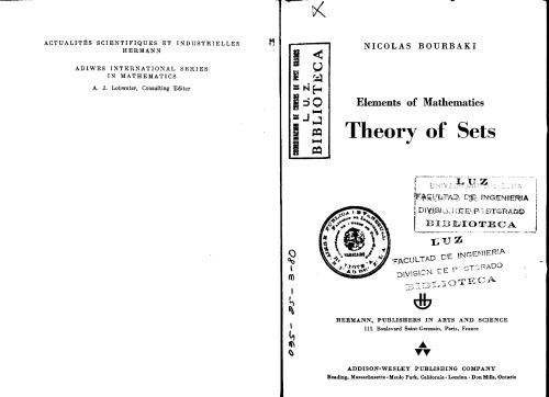 Elements of Mathematics - Theory of Sets