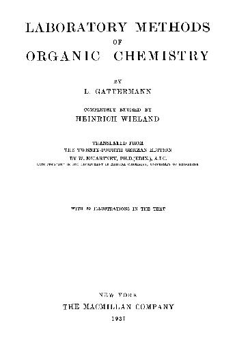 Laboratory Methods of Organic Chemistry