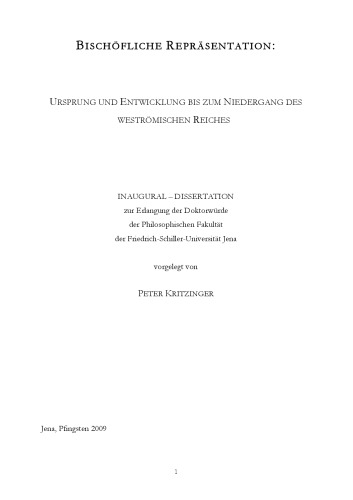 Bischöfliche Repräsentation: Ursprung und Entwicklung bis zum Niedergang des weströmischen Reiches