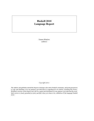 Haskell Language Report 2010