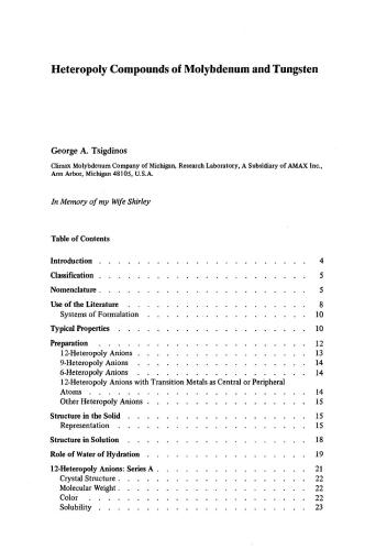 Aspects of Molybdenum and Related Chemistry