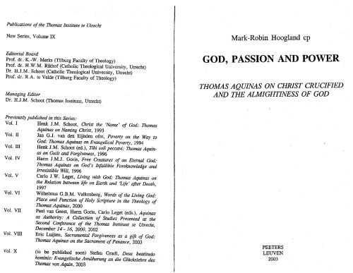 God, Passion and Power: Thomas Aquinas on Christ Crucified and the Almightiness of God (Thomas Instituut Utrecht, 9)