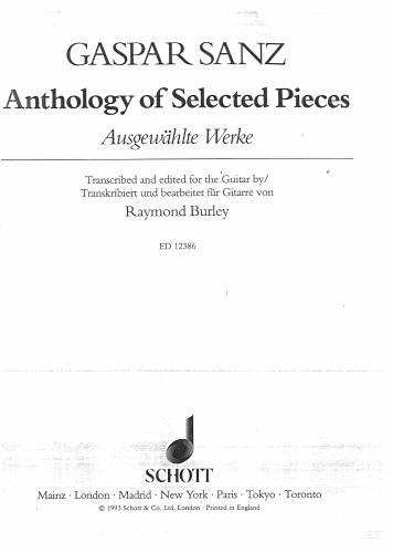 Anthology of Selected Pieces (Transcribed and edited for the guitar)