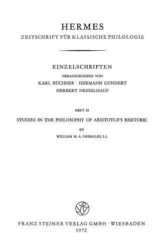 Studies in the Philosophy of Aristotle's Rhetoric