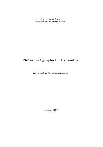 Notes on symplectic geometry