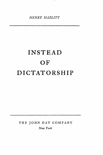 Instead of Dictatorship