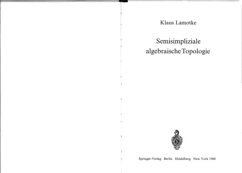 Semisimpliziale algebraische Topologie