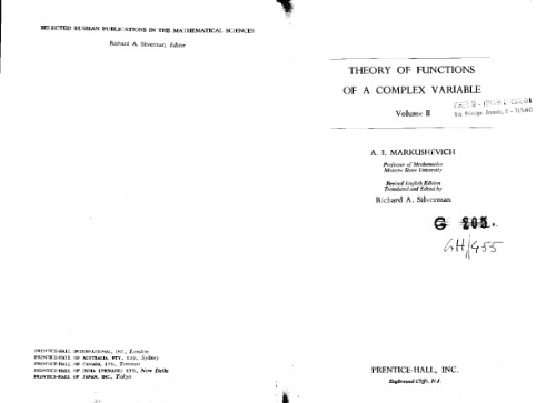 Theory of Functions of a Complex Variable Volume 2