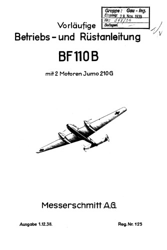 Vorlaufige, Betriebs - und Rustanleitung mit 2 Motoren Jumo 210G