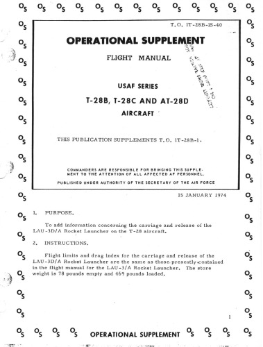 Operational Supplement. Flight Manual. T-28B, T-28C and AT-28D Aircraft