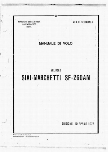 Manuale di Volo. Velivolo Siai-Marchetti SF-260AM