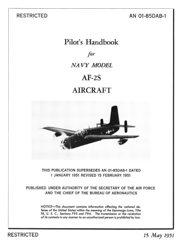 Pilots Handbook for Navy Model AF-2S Aircraft