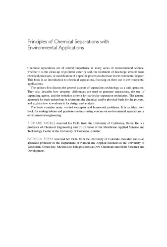 Principles of Chemical Separations with Environmental Applications