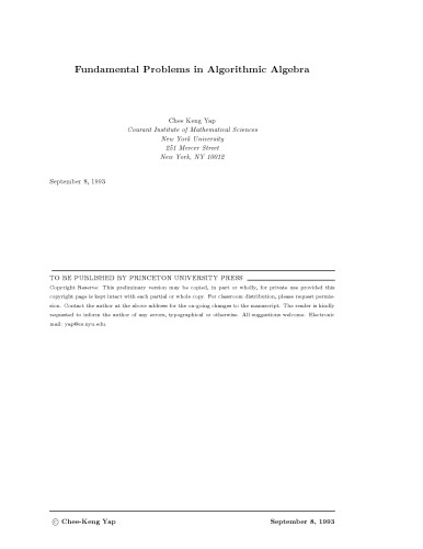 Fundamental problems in algorithmic algebra