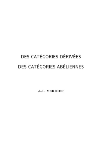 Des categories derivees des categories abeliennes