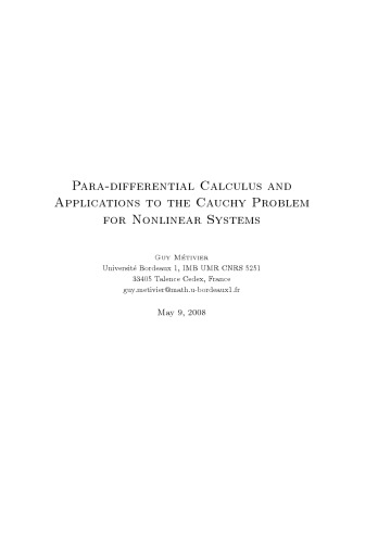 Para-differential calculus and applications to the Cauchy problem for nonlinear systems