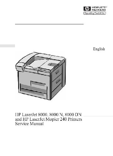 HP LaserJet 8000, 8000 N, 8000 DN and HP LaserJet Mopier 240 Printers Service Manual