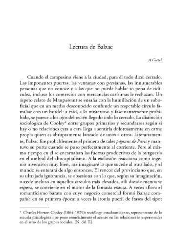 Lectura de Balzac