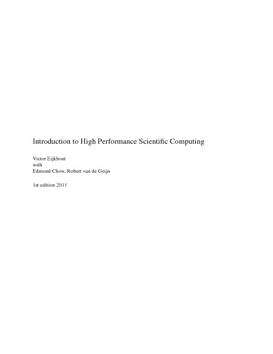 Introduction to High Performance Scientific Computing