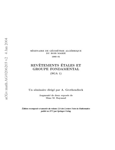 SGA 1: Revetements etales et groupe fondamental