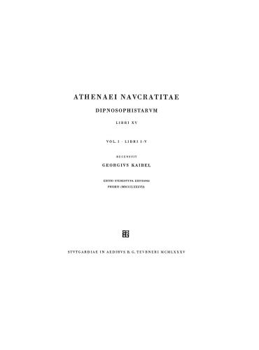 Deipnosophistae, vol. 1