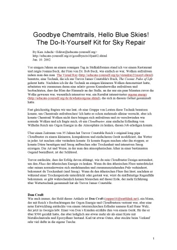 Cloudbuster Project : reenactment of the scientific experiments of Wilhelm Reich from 1953-54 to influence the atmosphere by the means of Orgone-energy; [part 1: P.S.1 Contemporary Art Center, New York, May 11 - June 16, 2003; part 2: Schipper & Krome, Berlin, November 14 - 28, 2003, exhibition period: November 14 - December 20, 2003]