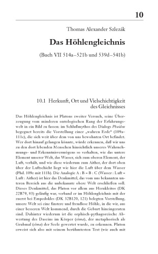 Das Höhlengleichnis (Buch VII 514a–521b und 539d–541b)