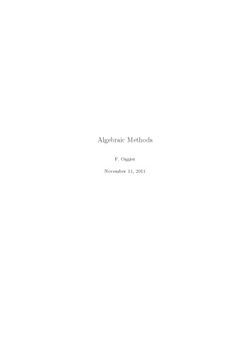 Algebraic Methods (November 11, 2011)