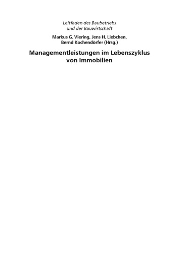 Managementleistungen im Lebenszyklus von Immobilien