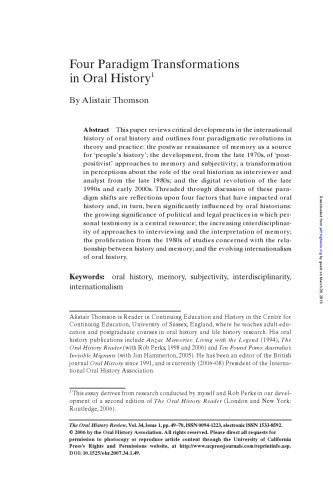 Four Paradigm Transformations in Oral History