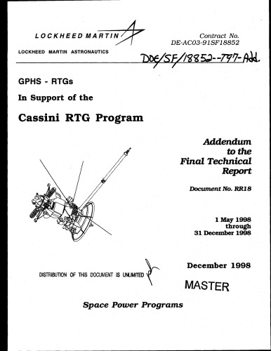 Cassini RTG Program [addendum]