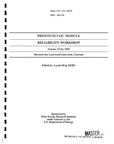 Photovoltaic Module Reliability Workshop