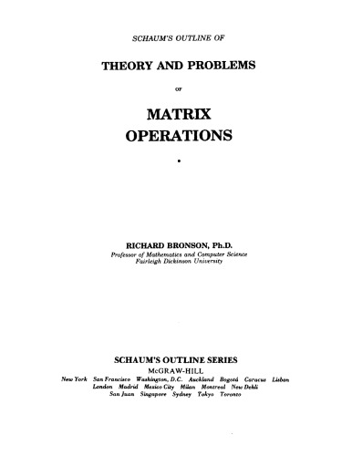 Matrix Operations [Schaum's Outlines]