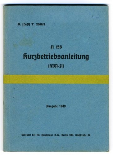 Aircraft Manual - Fi-156 Kurzbetriebsanleitung 