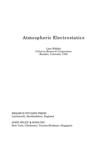 Atmospheric Electrostatics