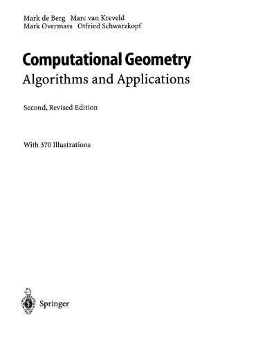 Computational Geometry - Algorithms and Applns