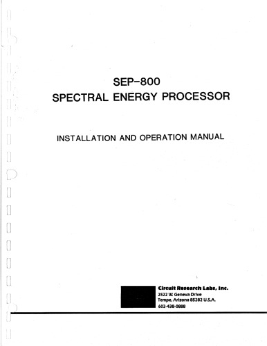 CRL SEP-800 Spectral Energy Processor (installation, operation)