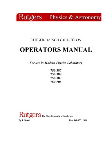 Cyclotron Operators Manual (Rutgers 12-inch)