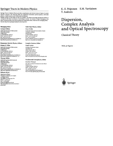 Dispersion, Complex Anal. and Optical Spectroscopy - Classical Theory