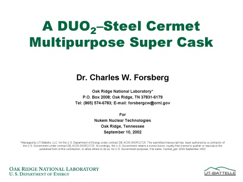 DUO2-Steel Cermet Multipurpose Super Cask [pres. slides]