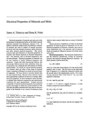 Electrical Properties of Minerals and Melts [short article]